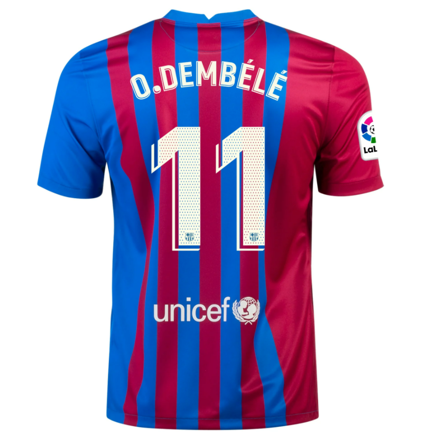 2021/22 Barcelona Home Kit Soccer Jersey with OUSMANE DEMBÉLÉ 11 printing